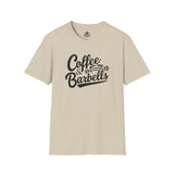 Coffee & Barbells - Unisex Softstyle T-Shirt - Black Print on Front Plain Back