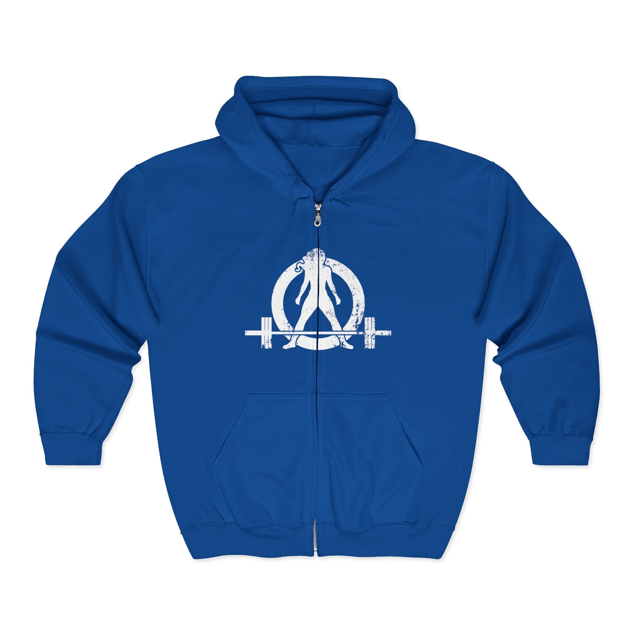 Unisex Heavy Blend™ Full Zip Hooded Sweatshirt - Distressed White Logo