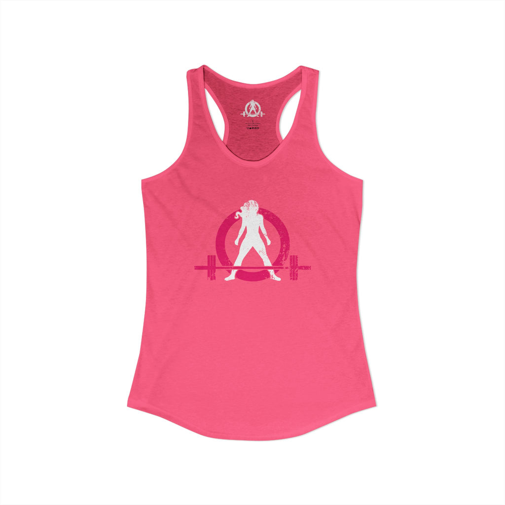 Women's Ideal Racerback Tank - Distressed  Color Distressed Logo Front & Plain Back