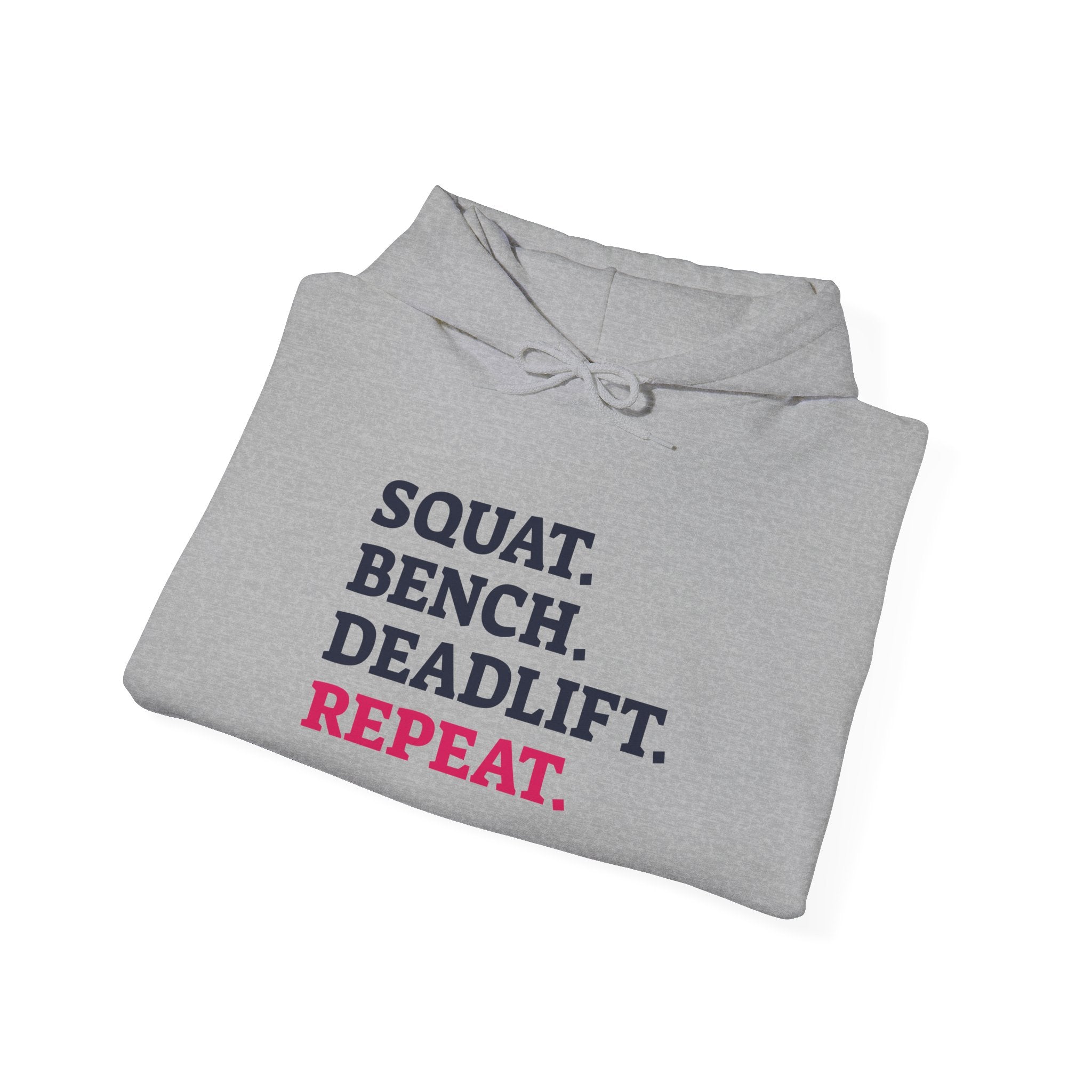 WWLW “Squat • Bench • Deadlift • Repeat” Hoodie - Front Logo Plain Black