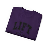 Lift Like A Girl - Unisex Ultra Cotton Tee - Front Black Logo - Plain Back