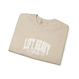 Lift Heavy Shit - Unisex Heavy Blend™ Crewneck Sweatshirt - White Logo on Front