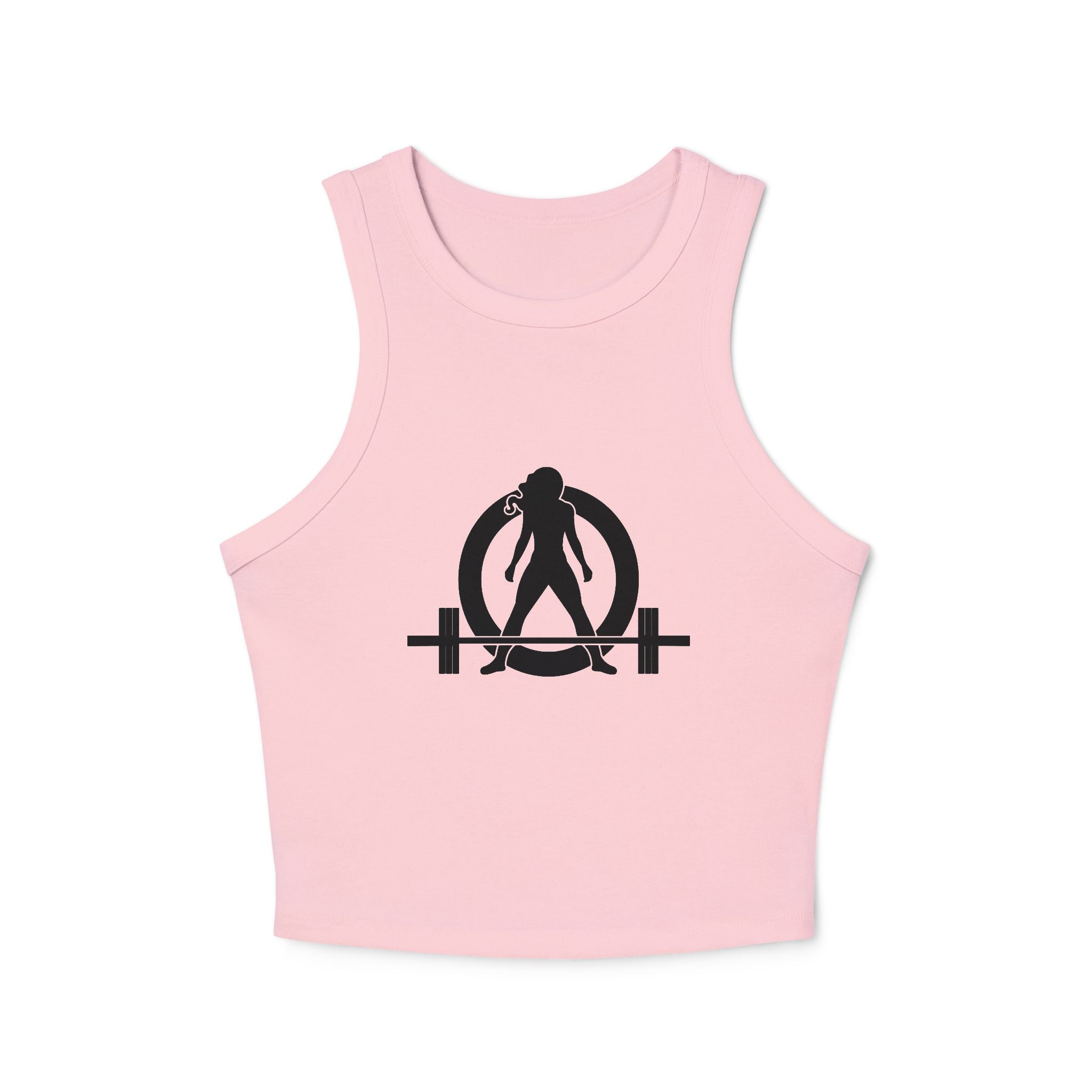 Chic Women's Micro Rib Tank Top, Casual Summer Top, Workout Tank, Layering Piece, Activewear, Relaxed Fit - Black Logo
