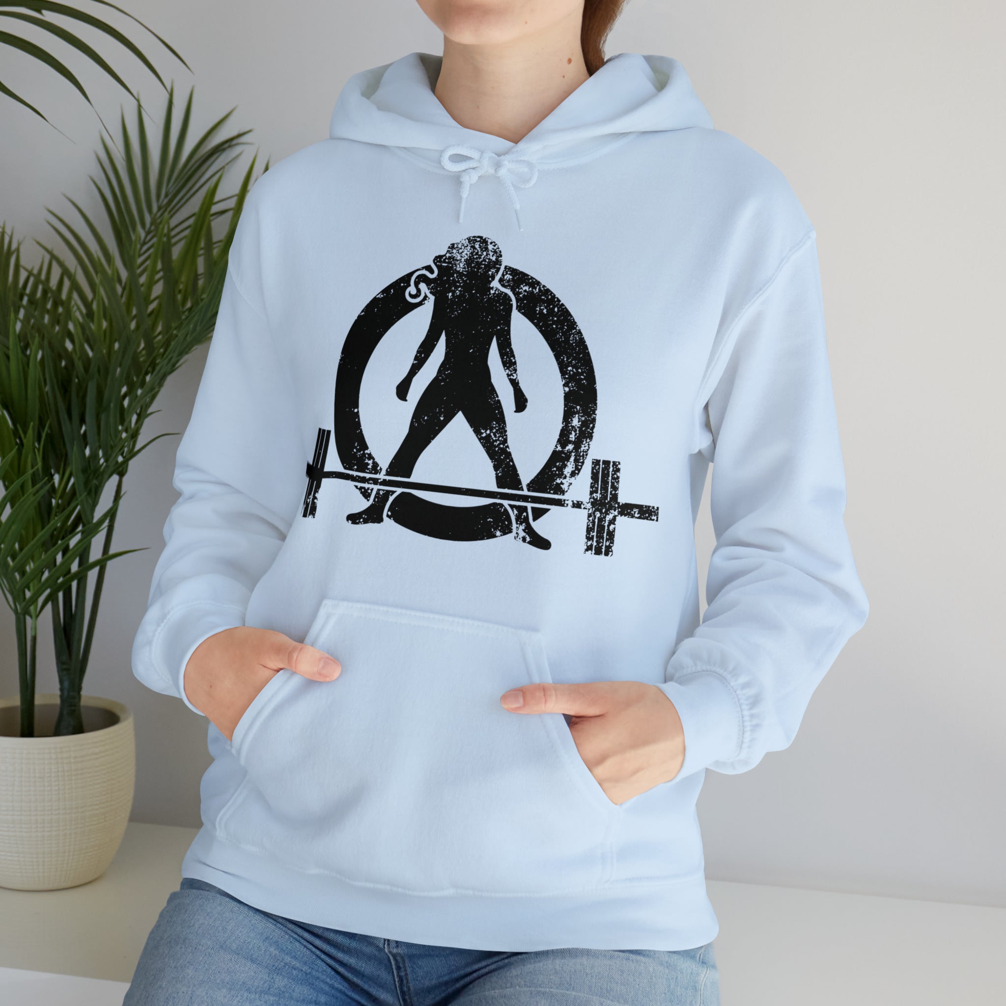 Distressed Black Logo - Plain Back - Unisex Heavy Blend Hooded Sweatshirt