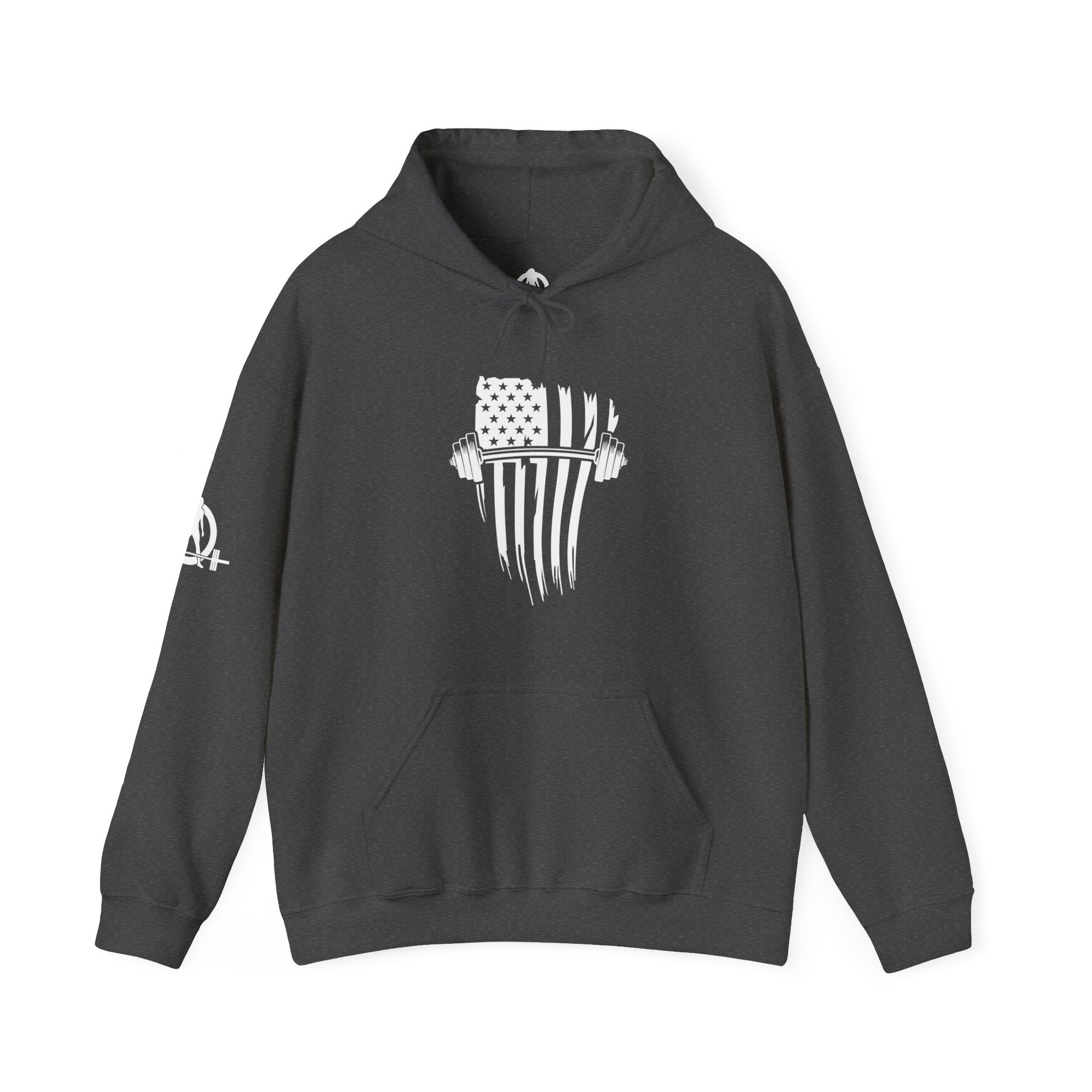 USA Barbell - Unisex Heavy Blend Hooded Sweatshirt  - Front White Logo