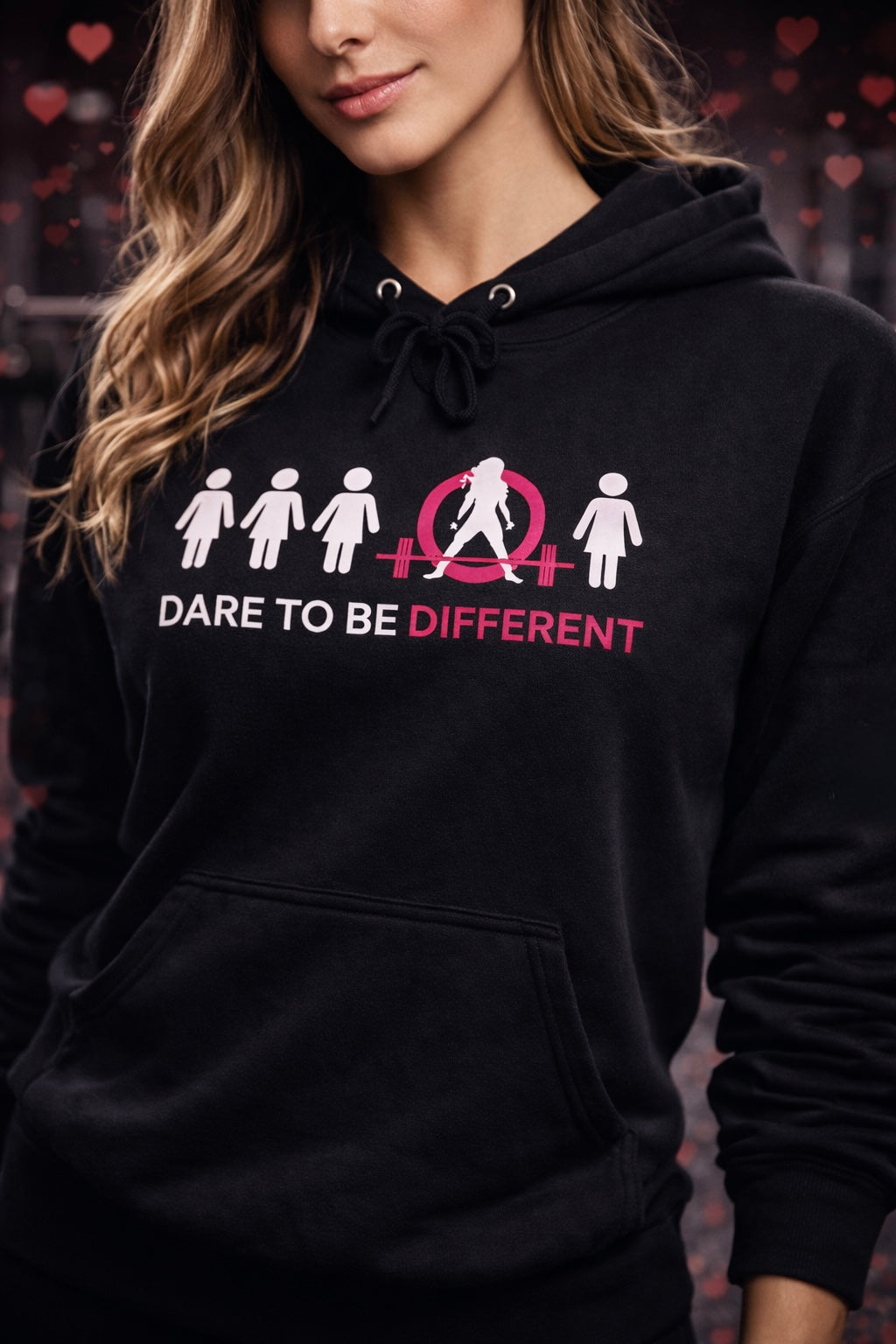 Dare To Be Different - Deadlift - Unisex Heavy Blend Hooded Sweatshirt - White Print on Front & Arm