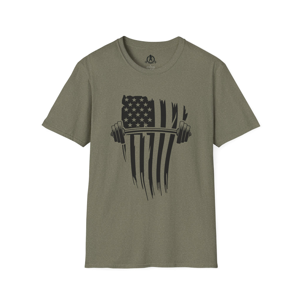 USA Barbell  - Unisex Softstyle T-Shirt - Black Logo - Plain Back