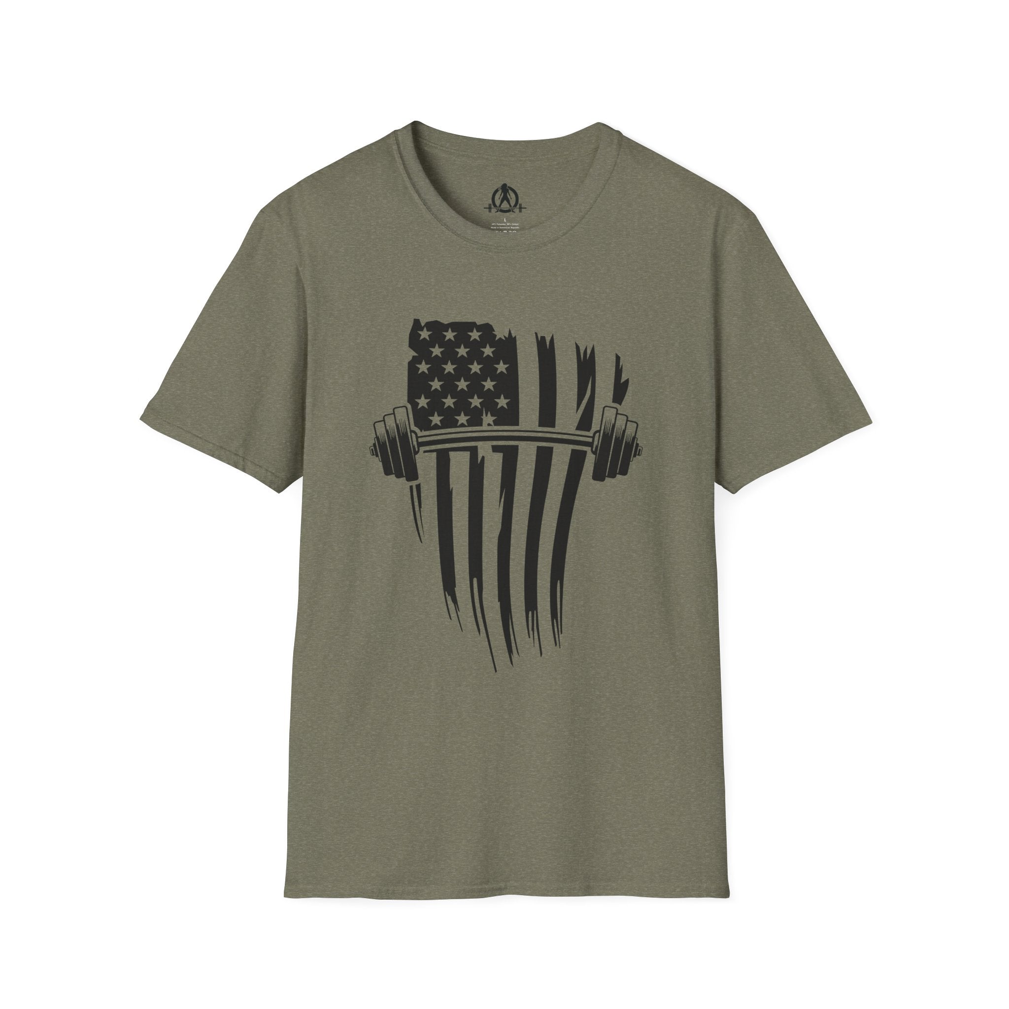 USA Barbell  - Unisex Softstyle T-Shirt - Black Logo - Plain Back