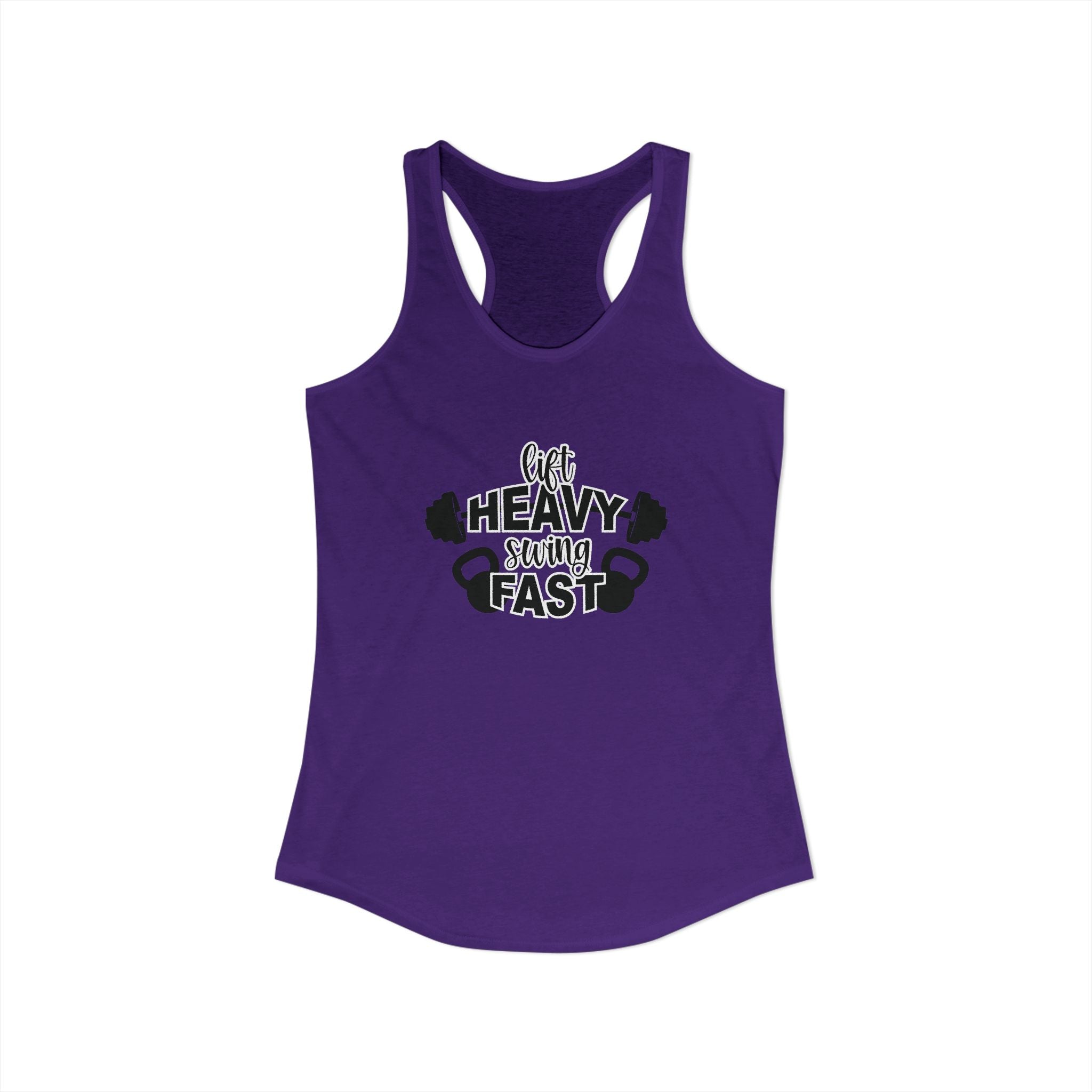 Lift Heavy Swing Fast - Women's Ideal Racerback Tank - Black Logo Front & Back