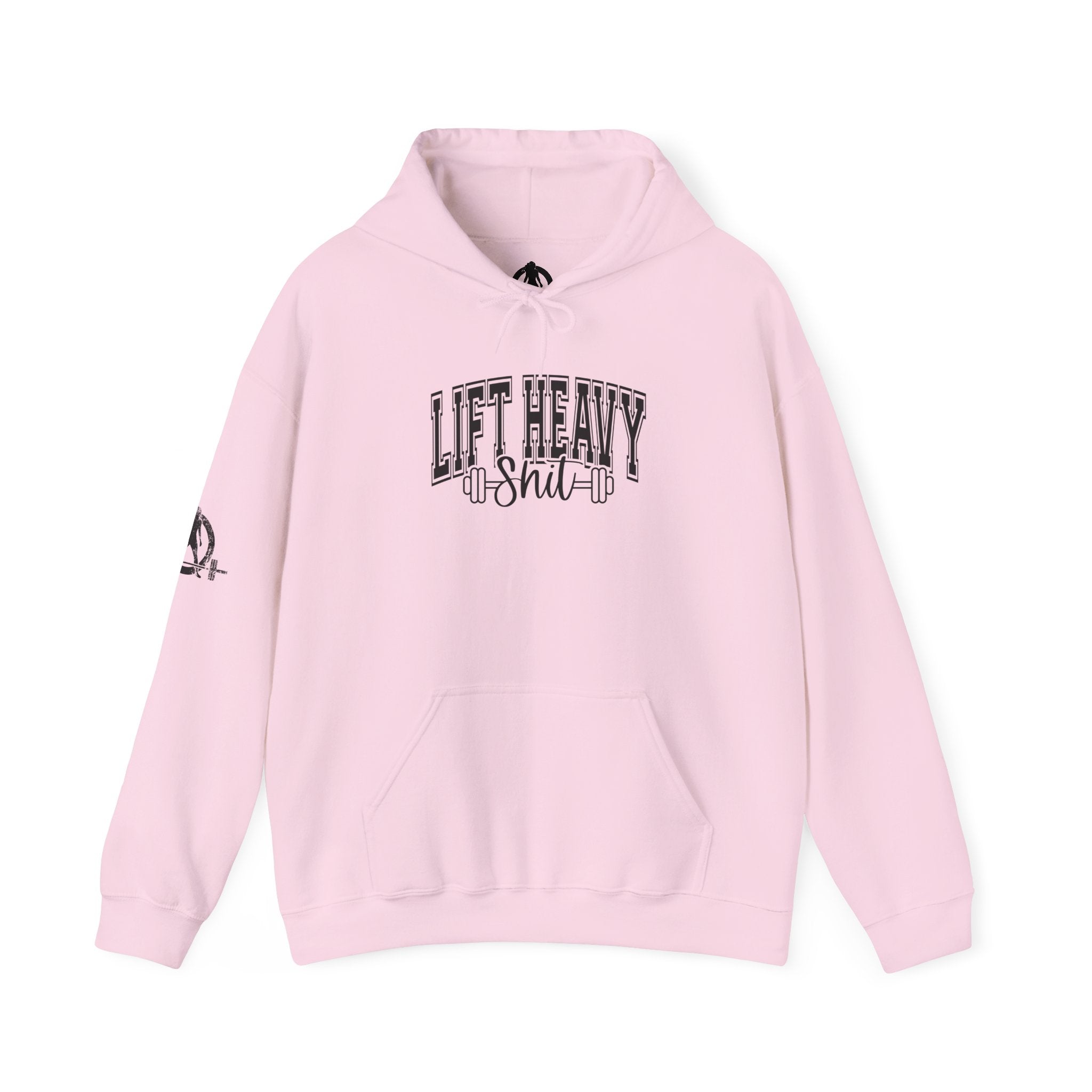 Lift Heavy Shit – Unisex Heavy Blend™ Hooded Sweatshirt (Black Logo Front & Sleeve) 🖤🏋️‍♂️🔥