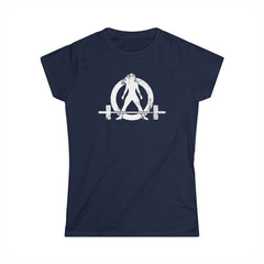 I DON'T WANT TO LOOK SKINNY I WANT TO LOOK LIKE I CAN KICK YOUR ASS - Women's Softstyle Tee - Distressed White Logo