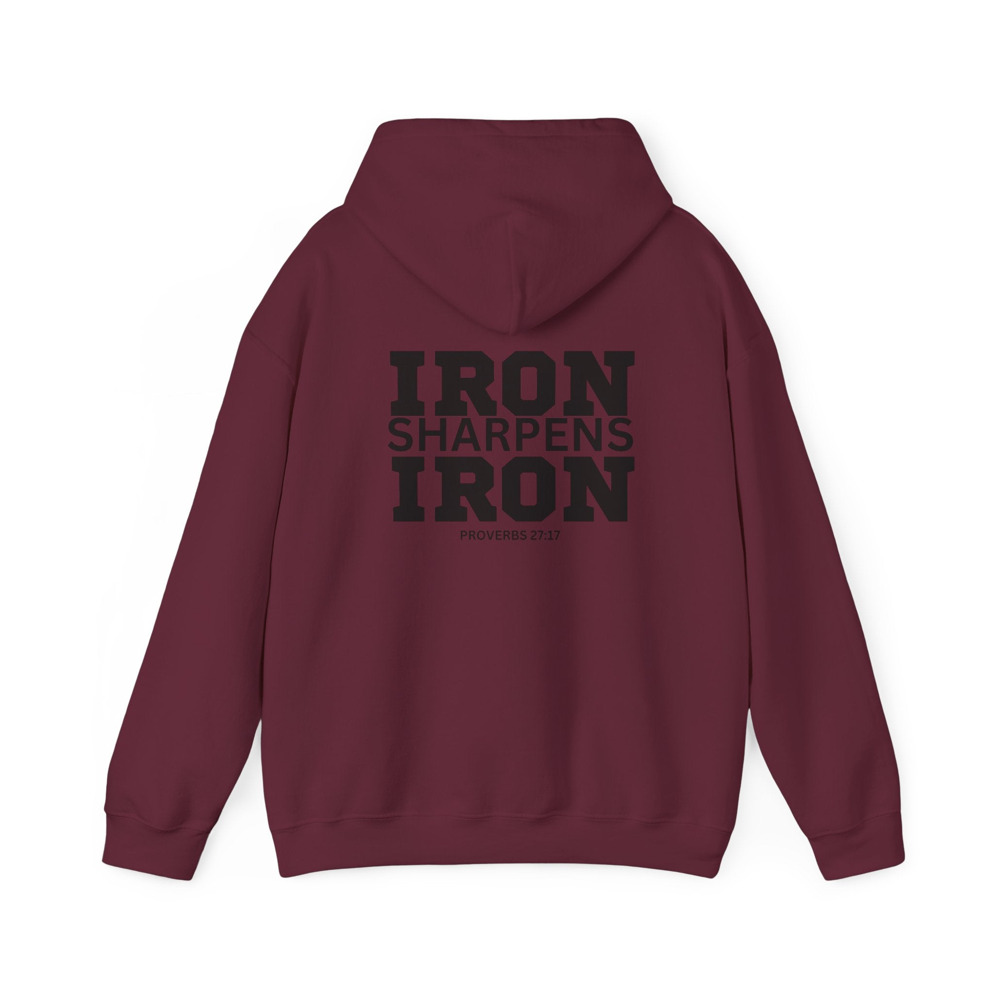 Iron Sharpens Iron - Unisex Heavy Blend Hooded Sweatshirt - Black Print on Front & Back
