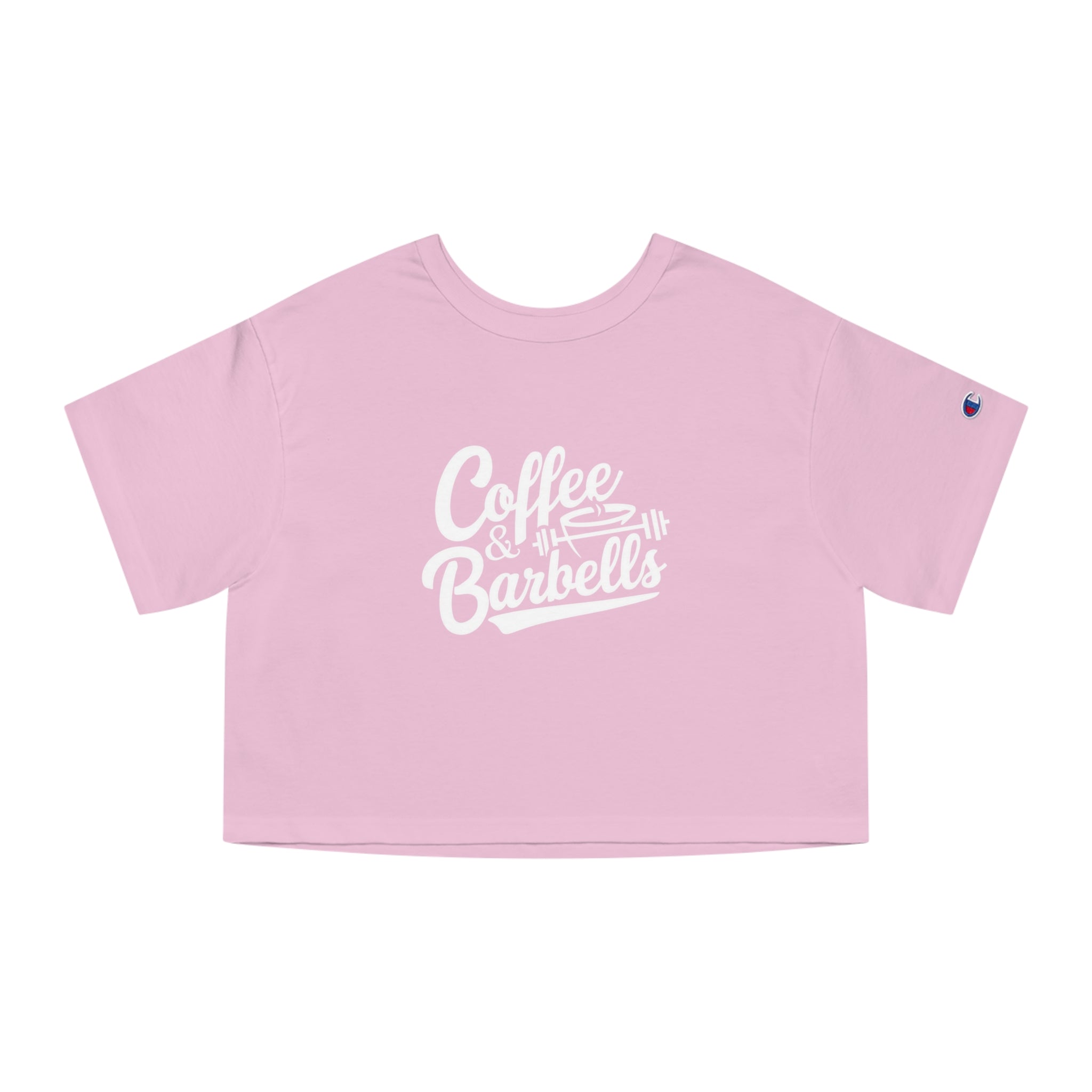 Coffee & Barbells - Champion Women's Heritage Cropped T-Shirt - White Logo
