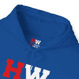 Heavy Weights Barbell Club  - Unisex Heavy Blend Hooded Sweatshirt  - Black Print Front/Back/Arm