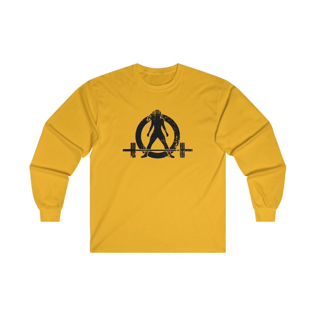 Distressed - Ultra Cotton Long Sleeve Tee - Black Logo