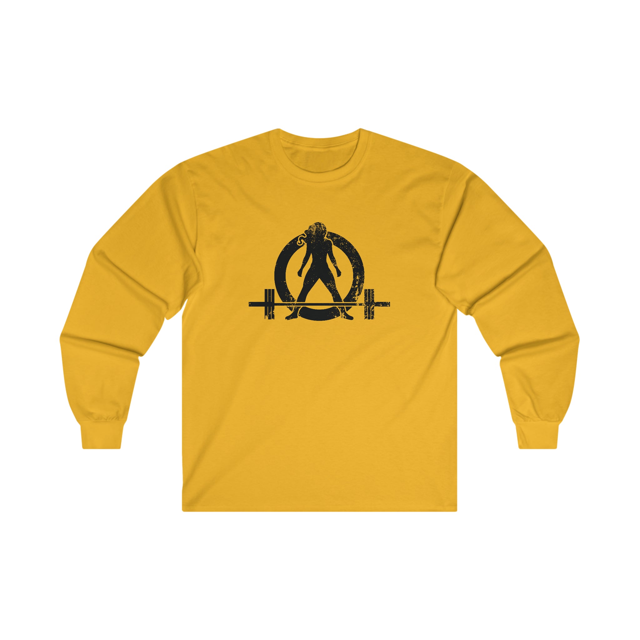 Distressed - Ultra Cotton Long Sleeve Tee - Black Logo