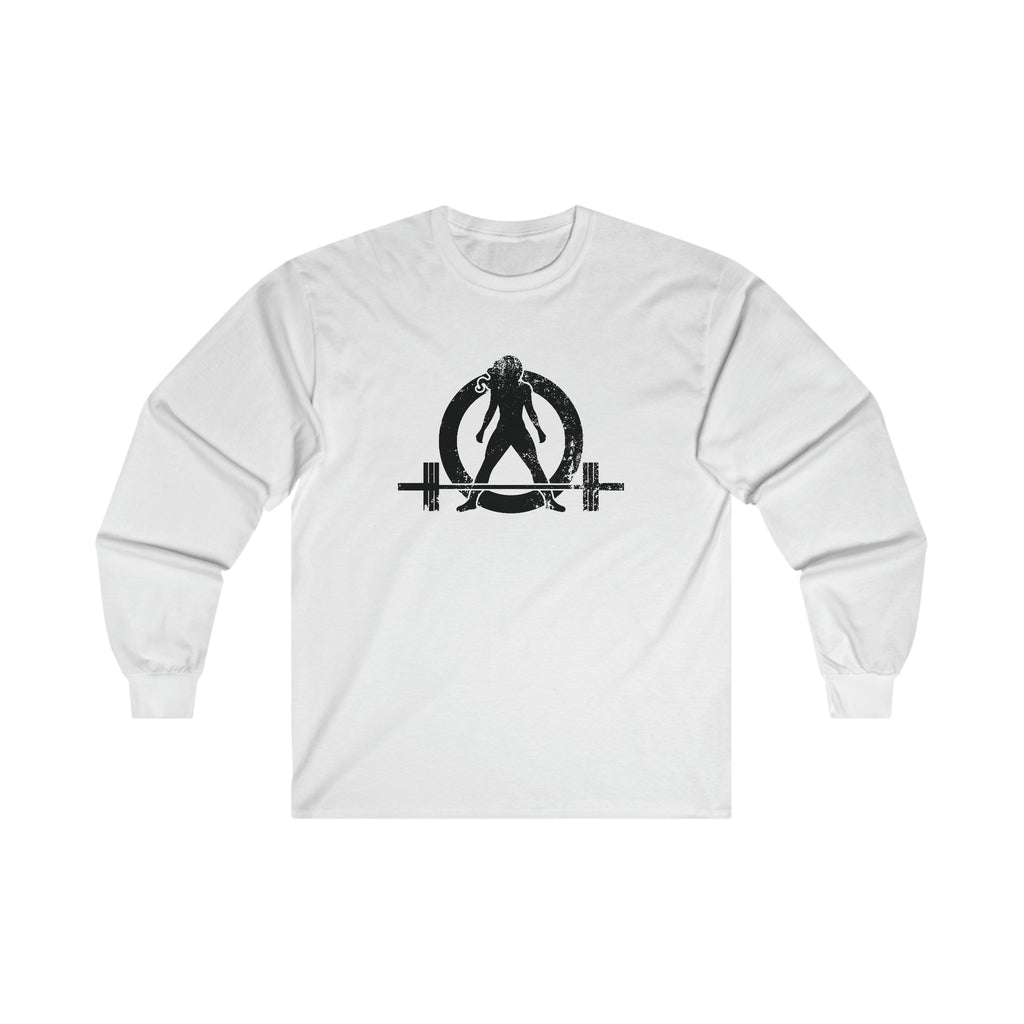 Distressed - Ultra Cotton Long Sleeve Tee - Black Logo