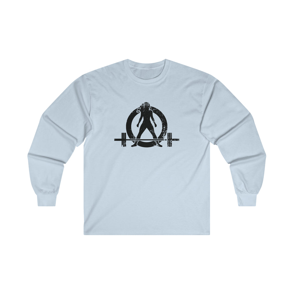 Distressed - Ultra Cotton Long Sleeve Tee - Black Logo