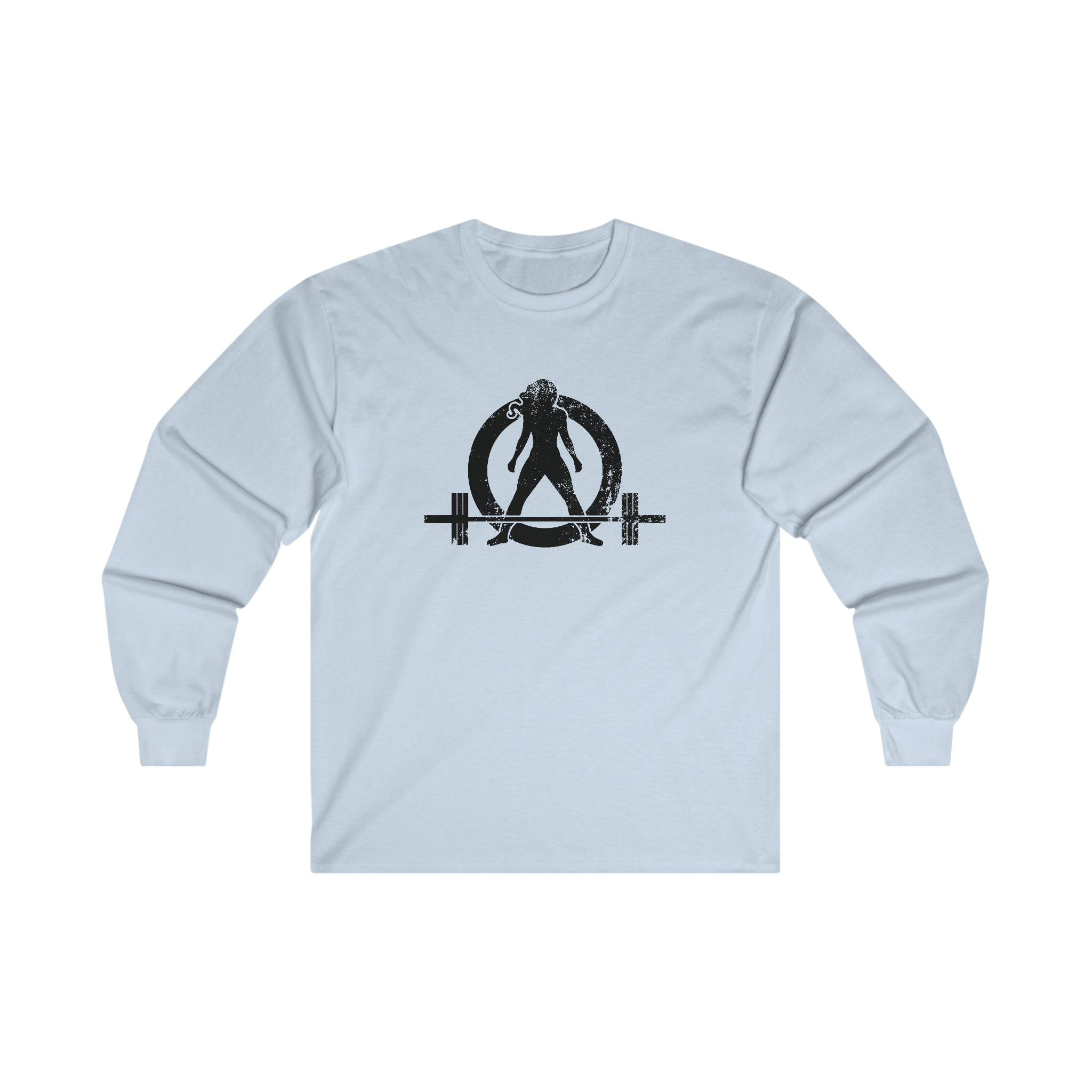 Distressed - Ultra Cotton Long Sleeve Tee - Black Logo