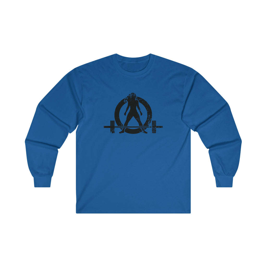 Distressed - Ultra Cotton Long Sleeve Tee - Black Logo