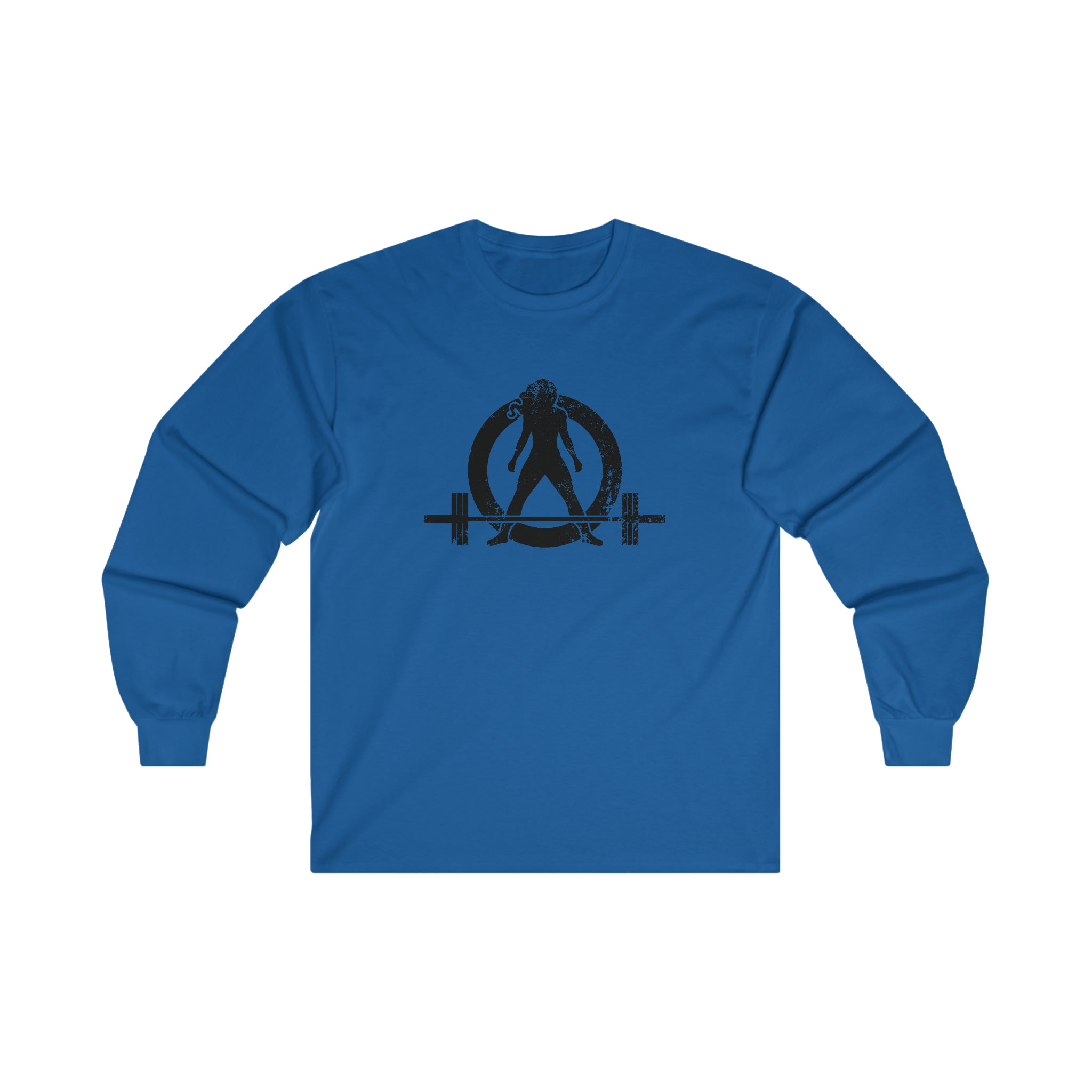 Distressed - Ultra Cotton Long Sleeve Tee - Black Logo