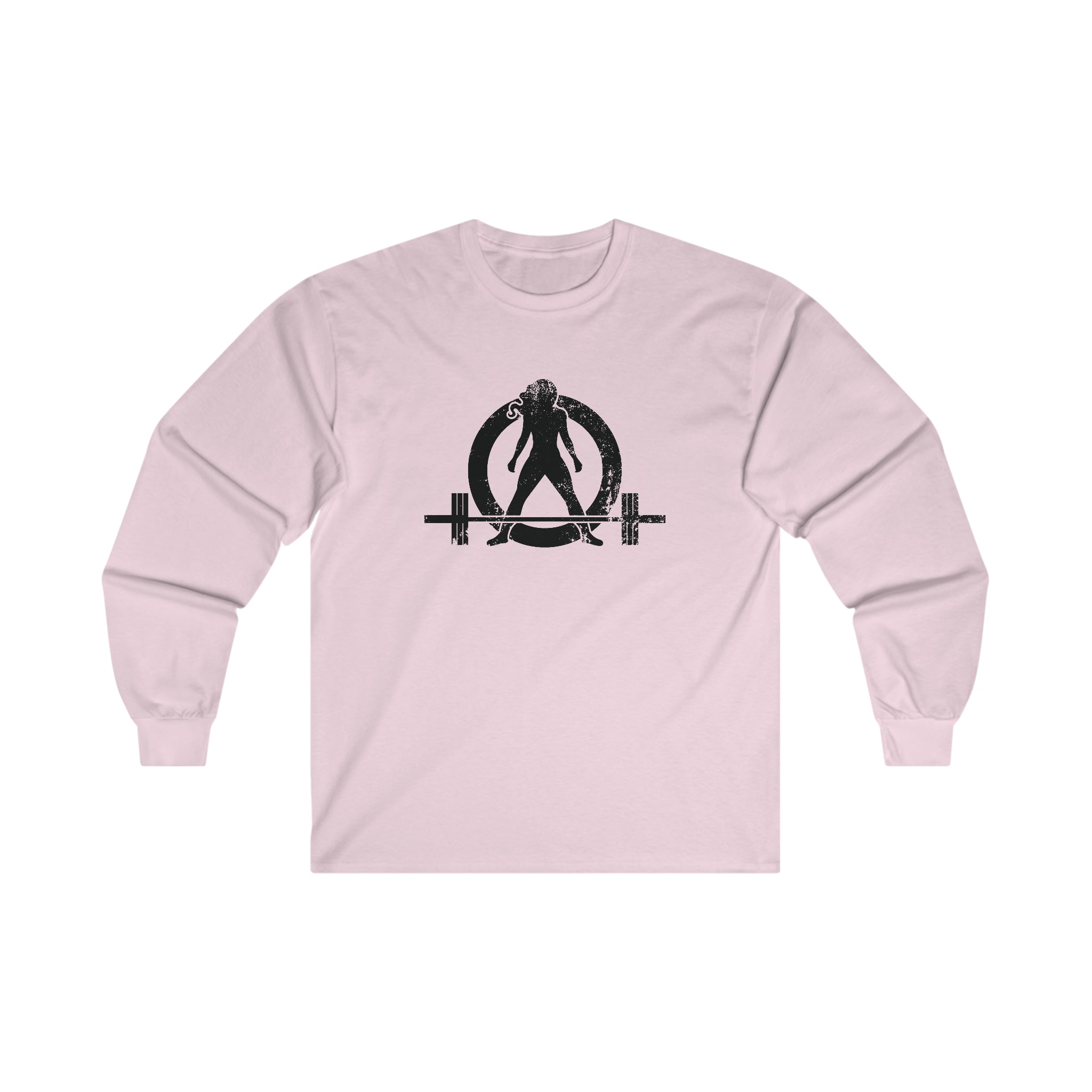 Distressed - Ultra Cotton Long Sleeve Tee - Black Logo