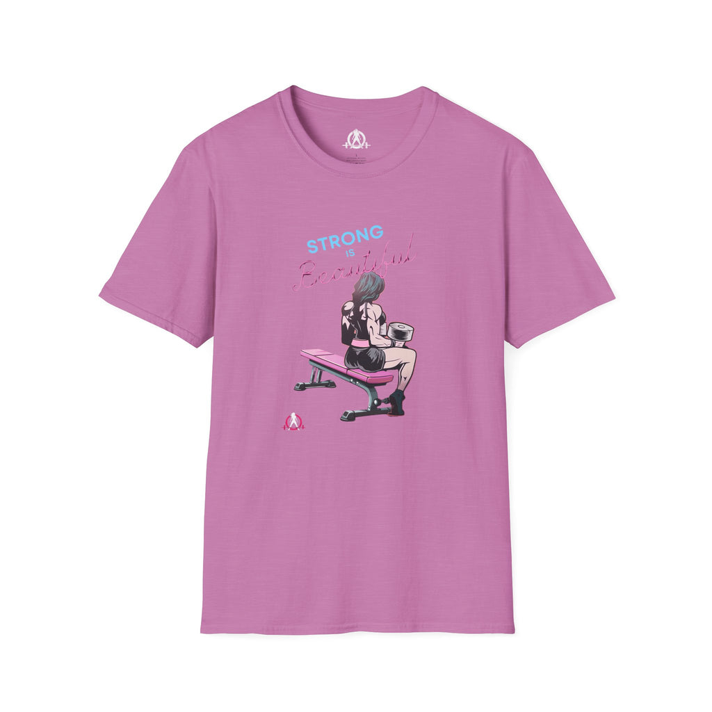 Strong Is Beautiful - Comic - Unisex Softstyle T-Shirt - White Print on Front Plain Back