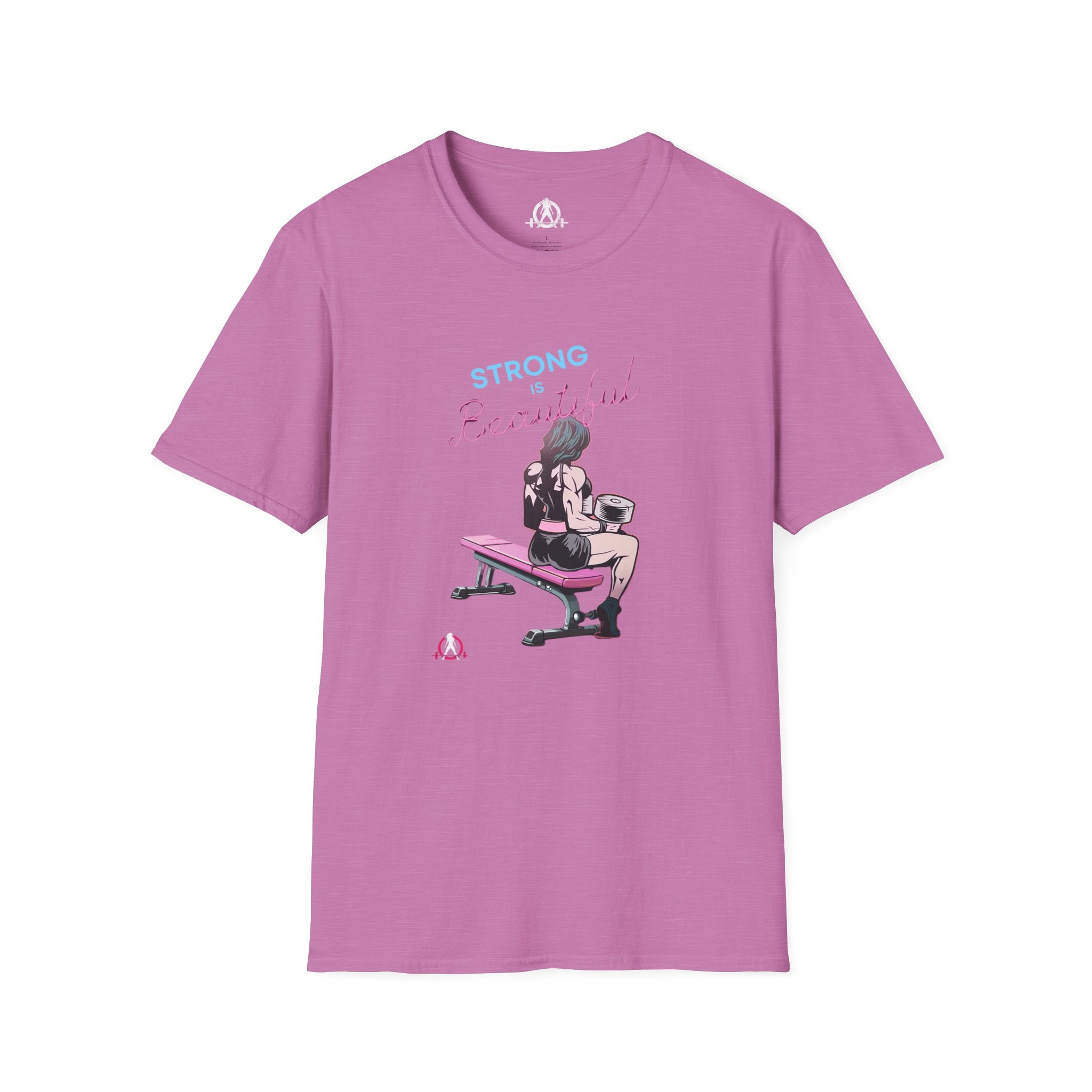 Strong Is Beautiful - Comic - Unisex Softstyle T-Shirt - White Print on Front Plain Back