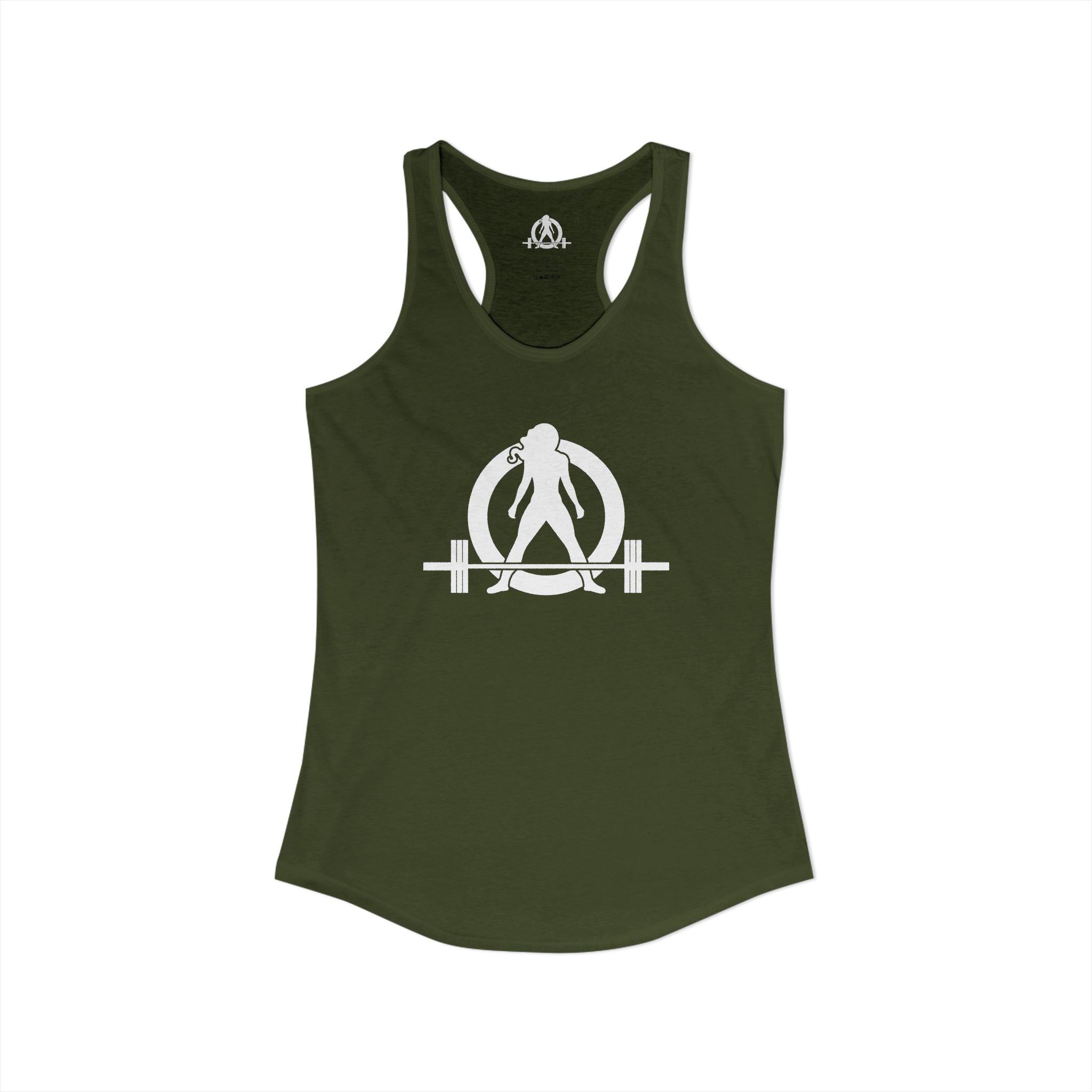 Goal Weight Strong AF - Simple - Women's Ideal Racerback Tank - White Print Front & Back