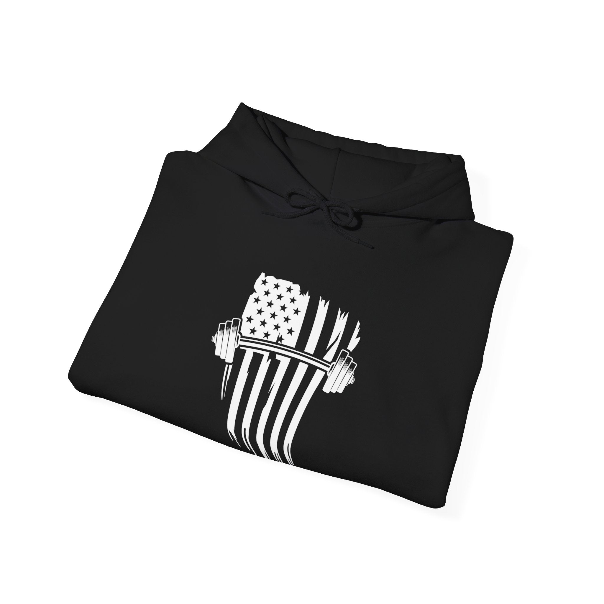 USA Barbell - Unisex Heavy Blend Hooded Sweatshirt  - Front White Logo