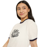 Coffee & Barbells  - Unisex Cotton Ringer T-Shirt - Black Logo Plain Back