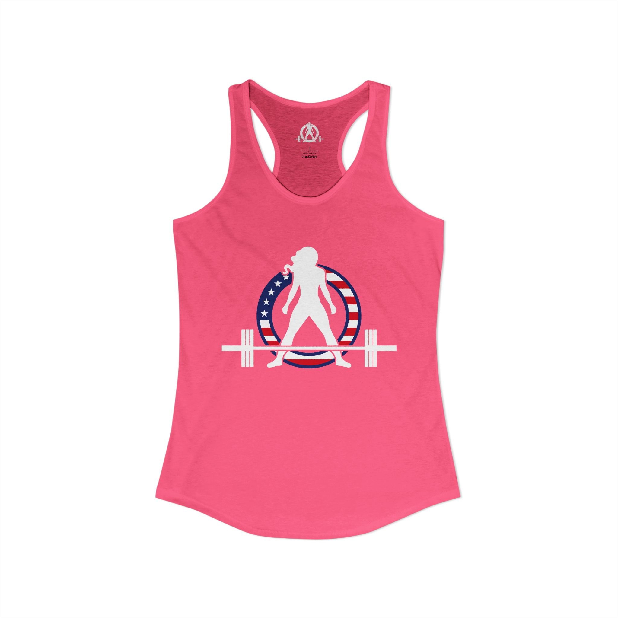 WWLW USA Logo - Women's Ideal Racerback Tank - USA Dark Light - Plain Back