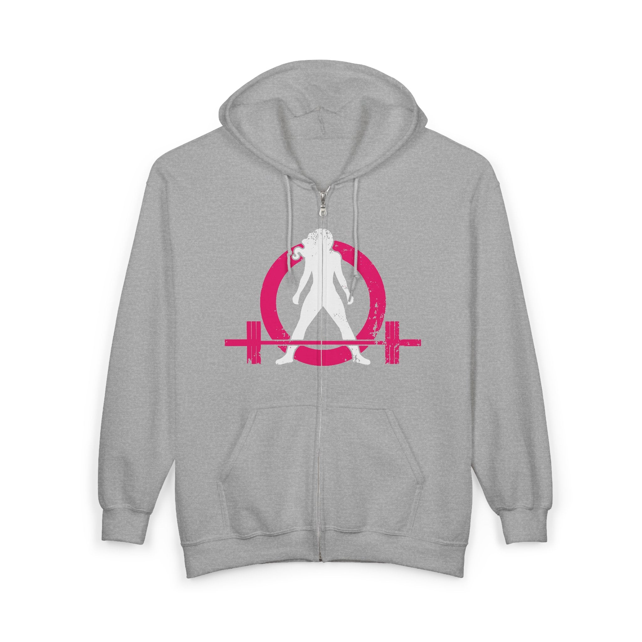 Distressed Logo – Unisex Heavy Blend™ Full Zip Hooded Sweatshirt – Color Inverted Log