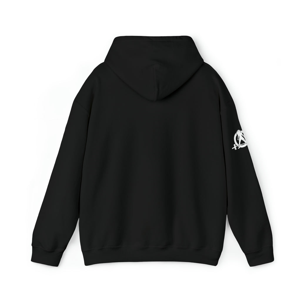 I Could Deadlift You. - Unisex Heavy Blend Hooded Sweatshirt - White Logo - Right Shoulder - Plain Back