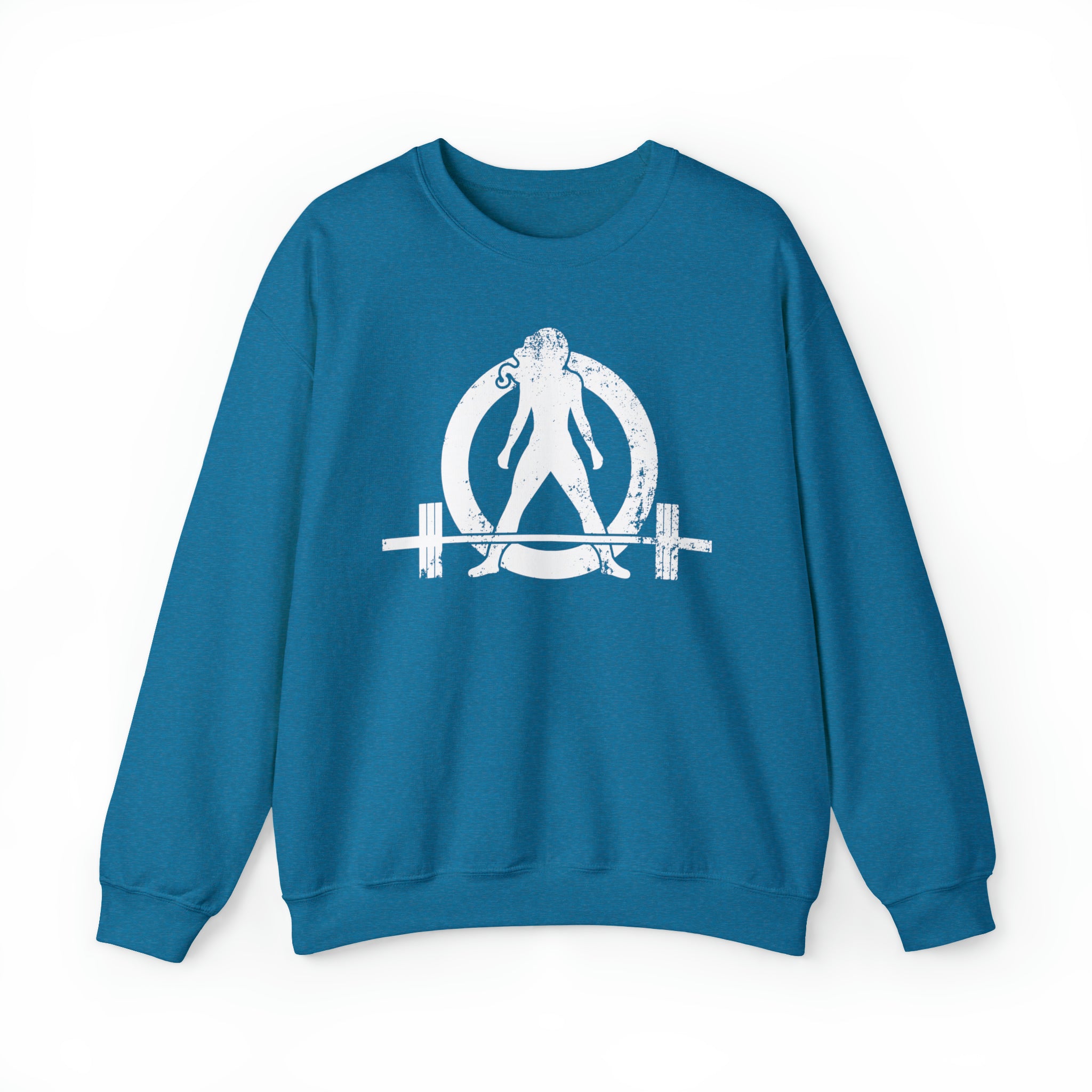 Unisex Heavy Blend™ Crewneck Sweatshirt - Distressed Logo - Plain Back