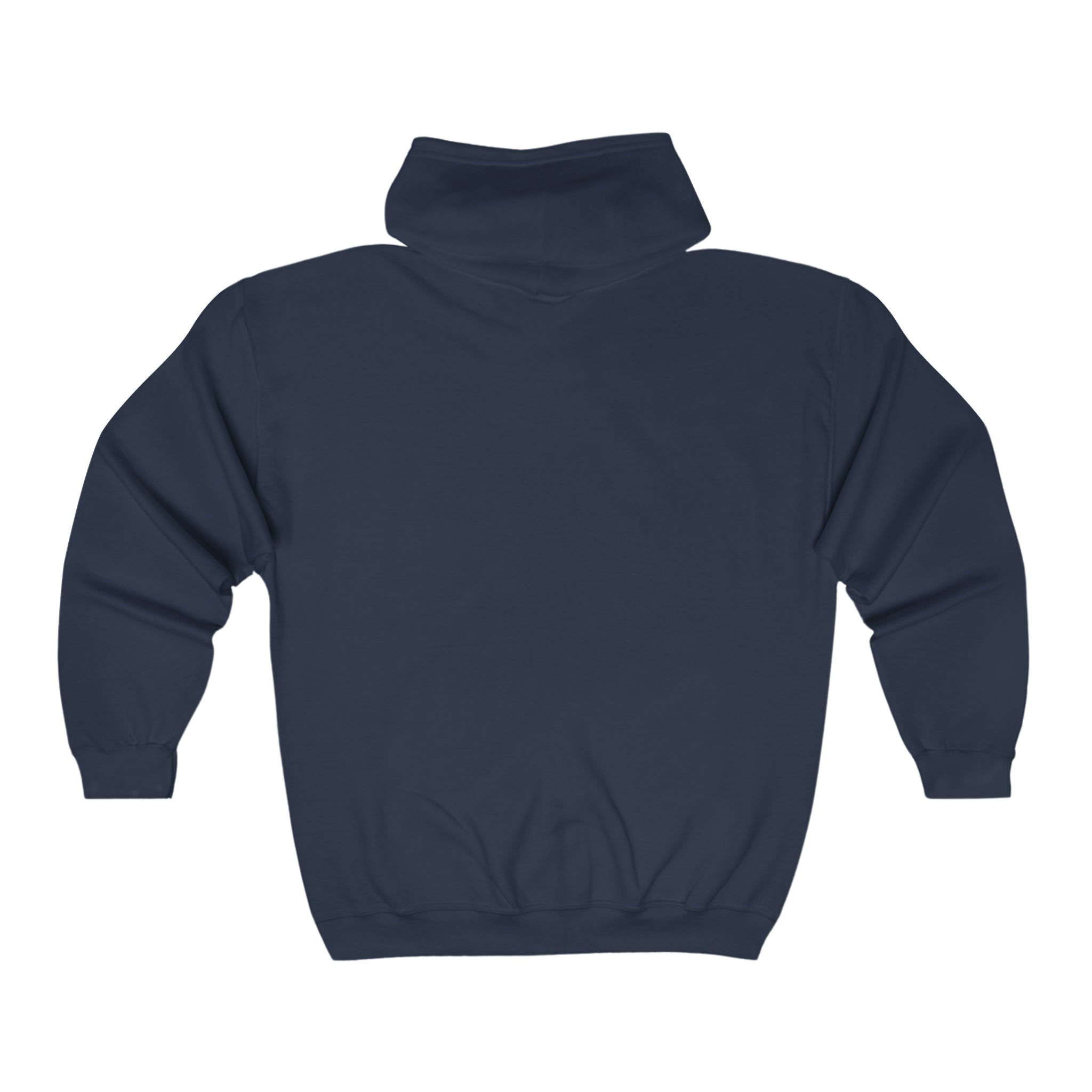 Unisex Heavy Blend Full Zip Hooded Sweatshirt - Front Chest White Logo - Plain Back