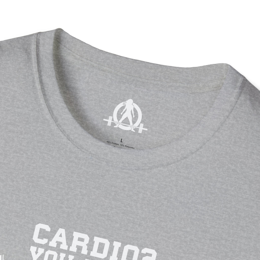 Cardio = Lift Weights Faster - Unisex Softstyle T-Shirt - Logo Front