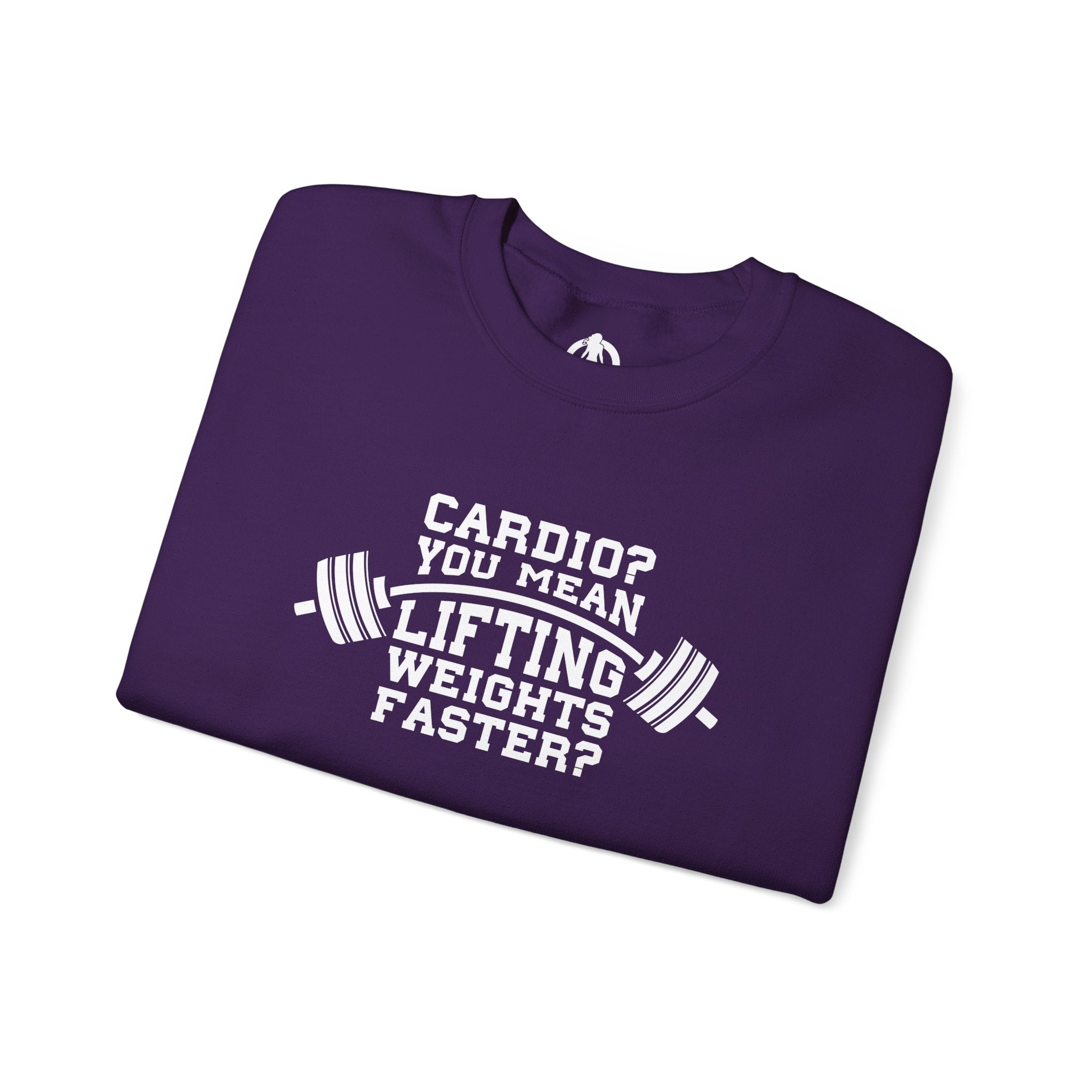 Cardio = Lift Weights Faster - Unisex Heavy Blend™ Crewneck Sweatshirt - Front  Logo