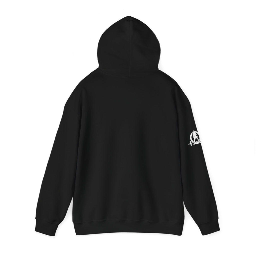 Strong Her Cartoon - Unisex Heavy Blend Hooded Sweatshirt - White Logo on Front & Right Sleeve