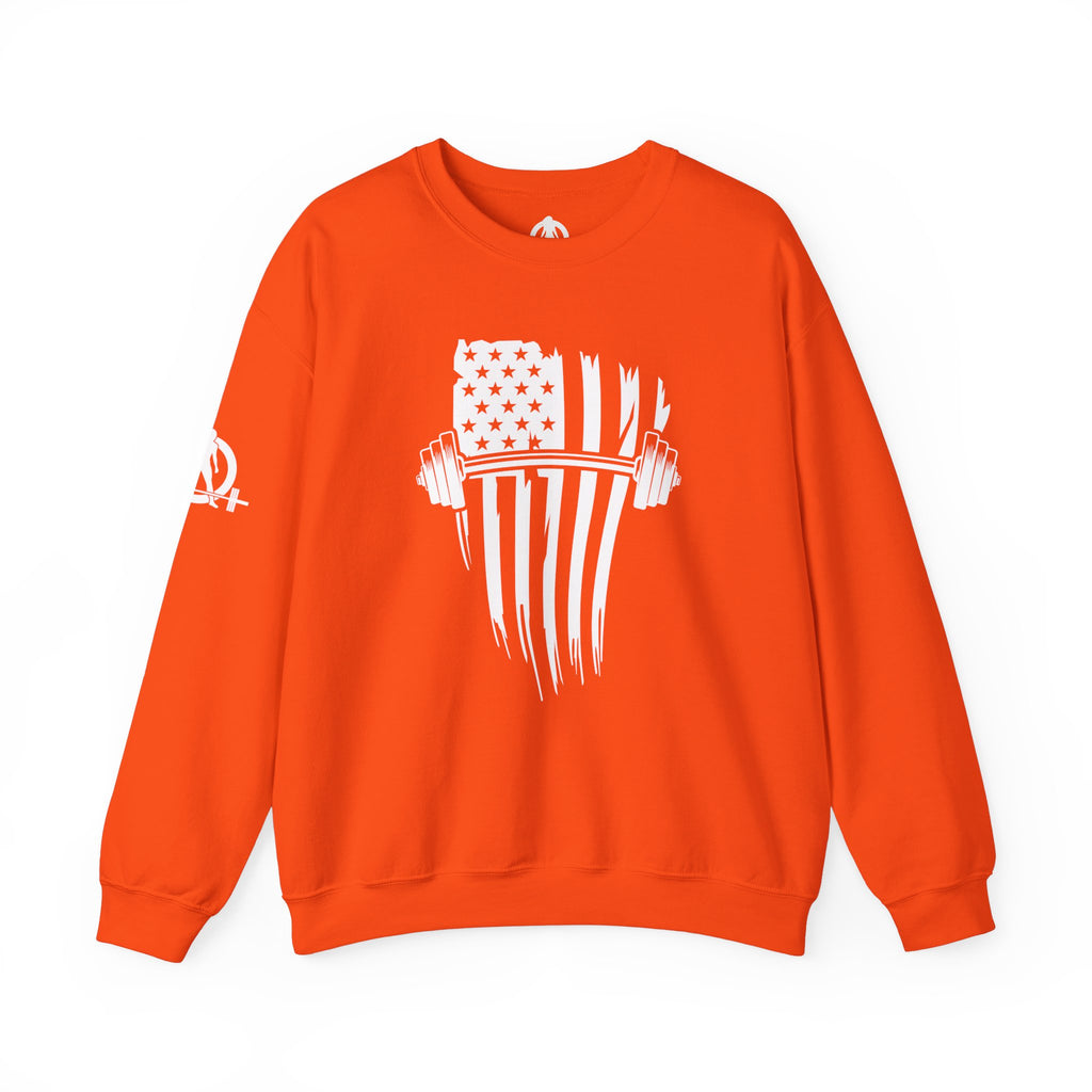 USA Barbell - Unisex Heavy Blend™ Crewneck Sweatshirt - White Logo