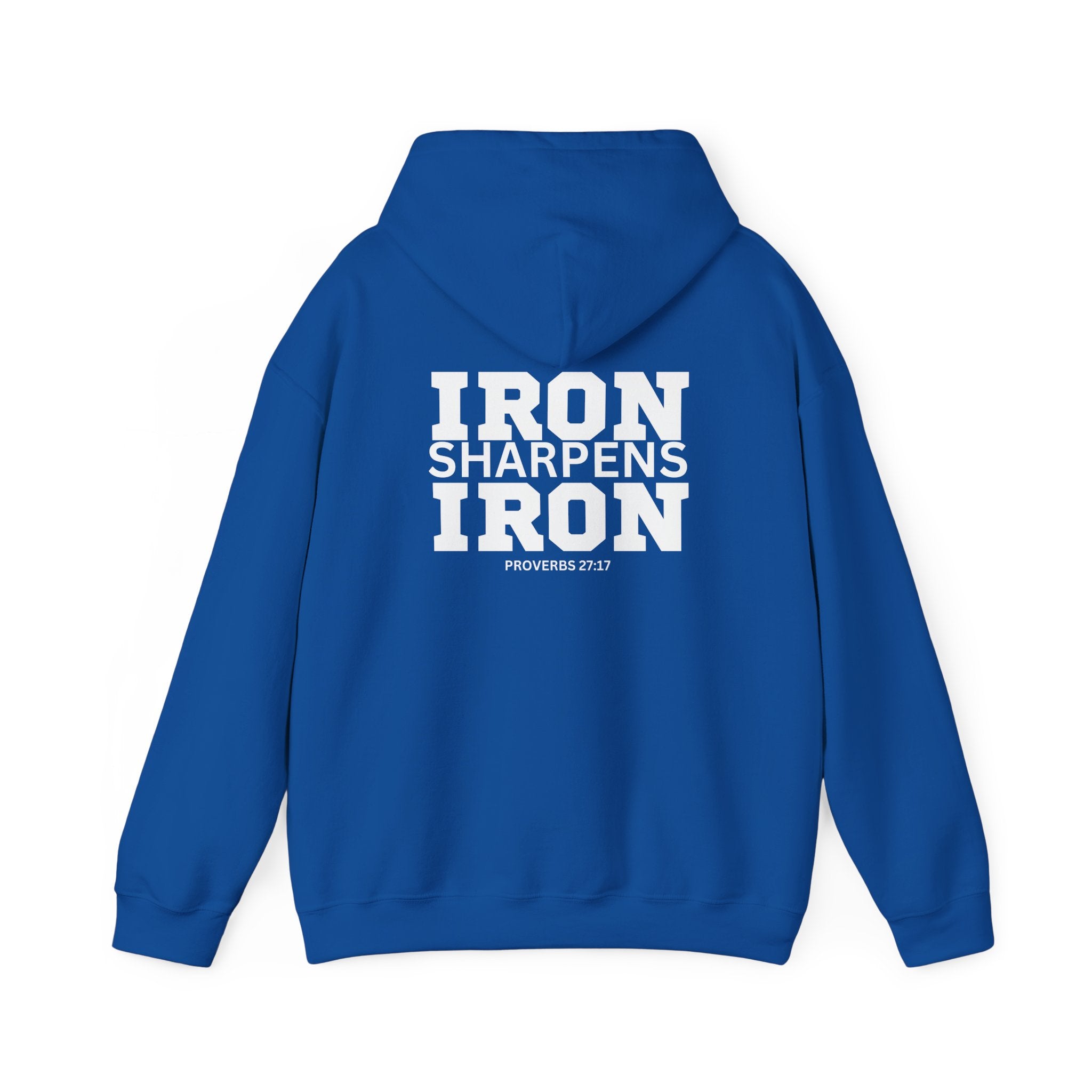 Iron Sharpens Iron – Unisex Heavy Blend™ Hooded Sweatshirt (White Logo) 🤍🔥