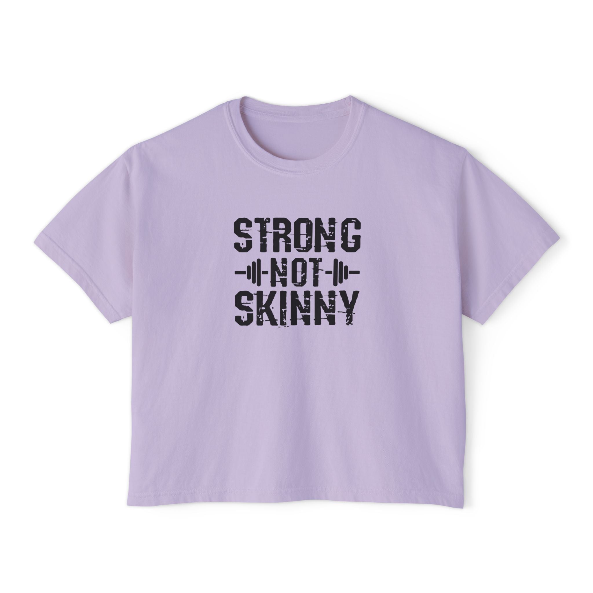 Strong Not Skinny - Women's Boxy Tee - Black Logo Front & Back
