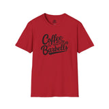 Coffee & Barbells - Unisex Softstyle T-Shirt - Black Print on Front Plain Back