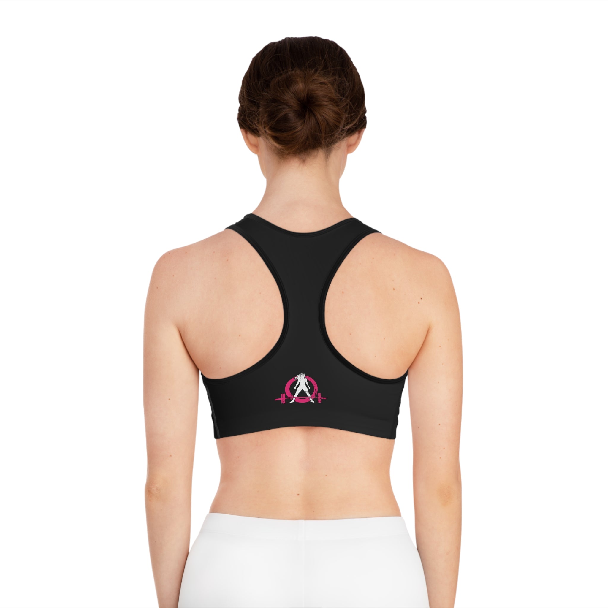 WWLW Sports Bra (AOP) - Color Distressed Logo - Black