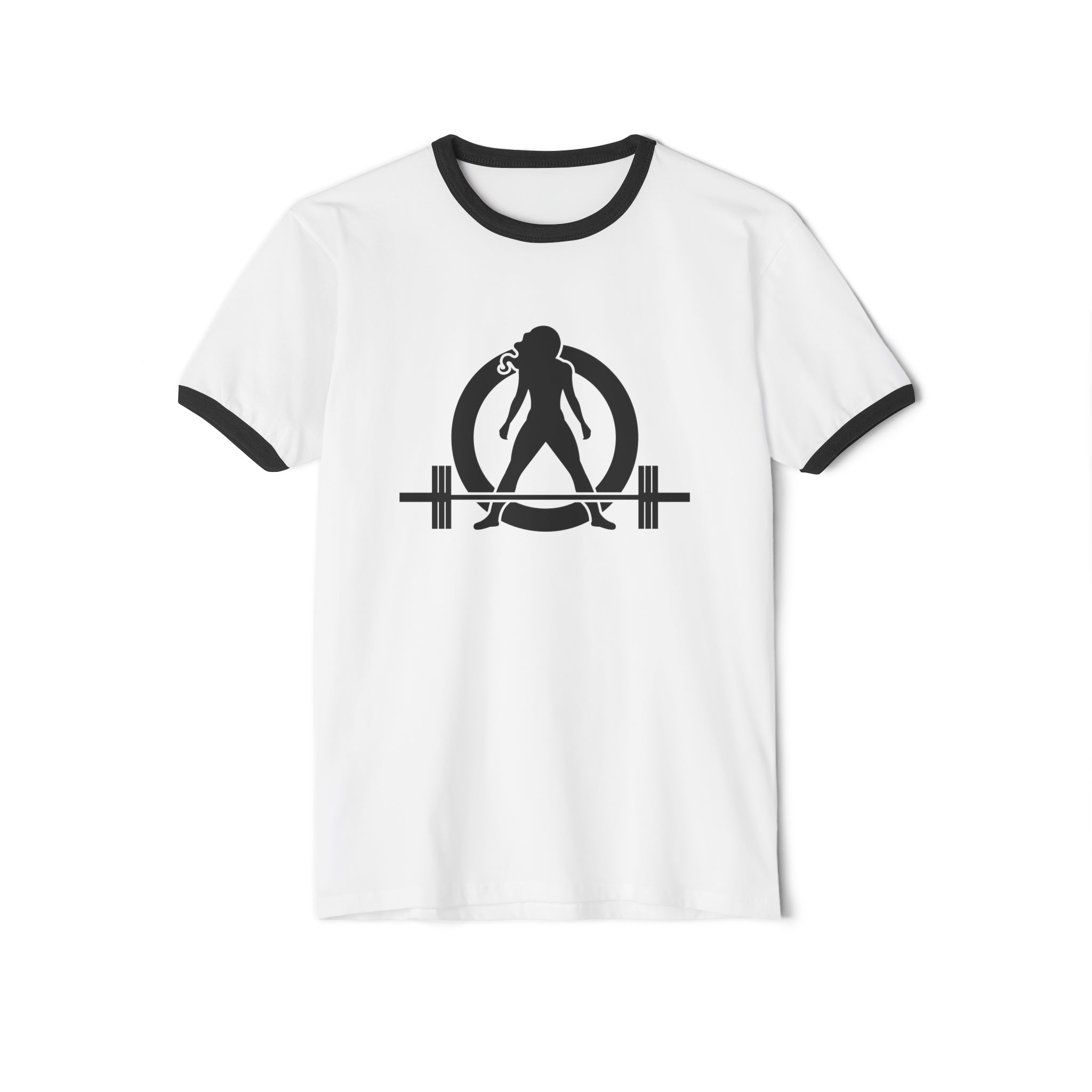 Kick Your Ass - Unisex Cotton Ringer T-Shirt - Black Classic Logo Front & Back