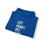 Lift Heavy Pet Cats - Unisex Heavy Blend Hooded Sweatshirt - White Logo