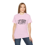 Lift Heavy Shit - Unisex Ultra Cotton Tee - Front Black Logo - Plain Back