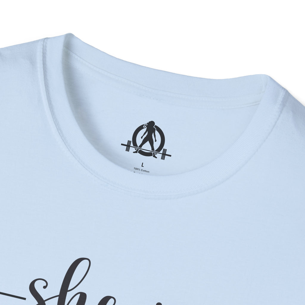 She Is STRONG - Unisex Softstyle T-Shirt - Front Black Print