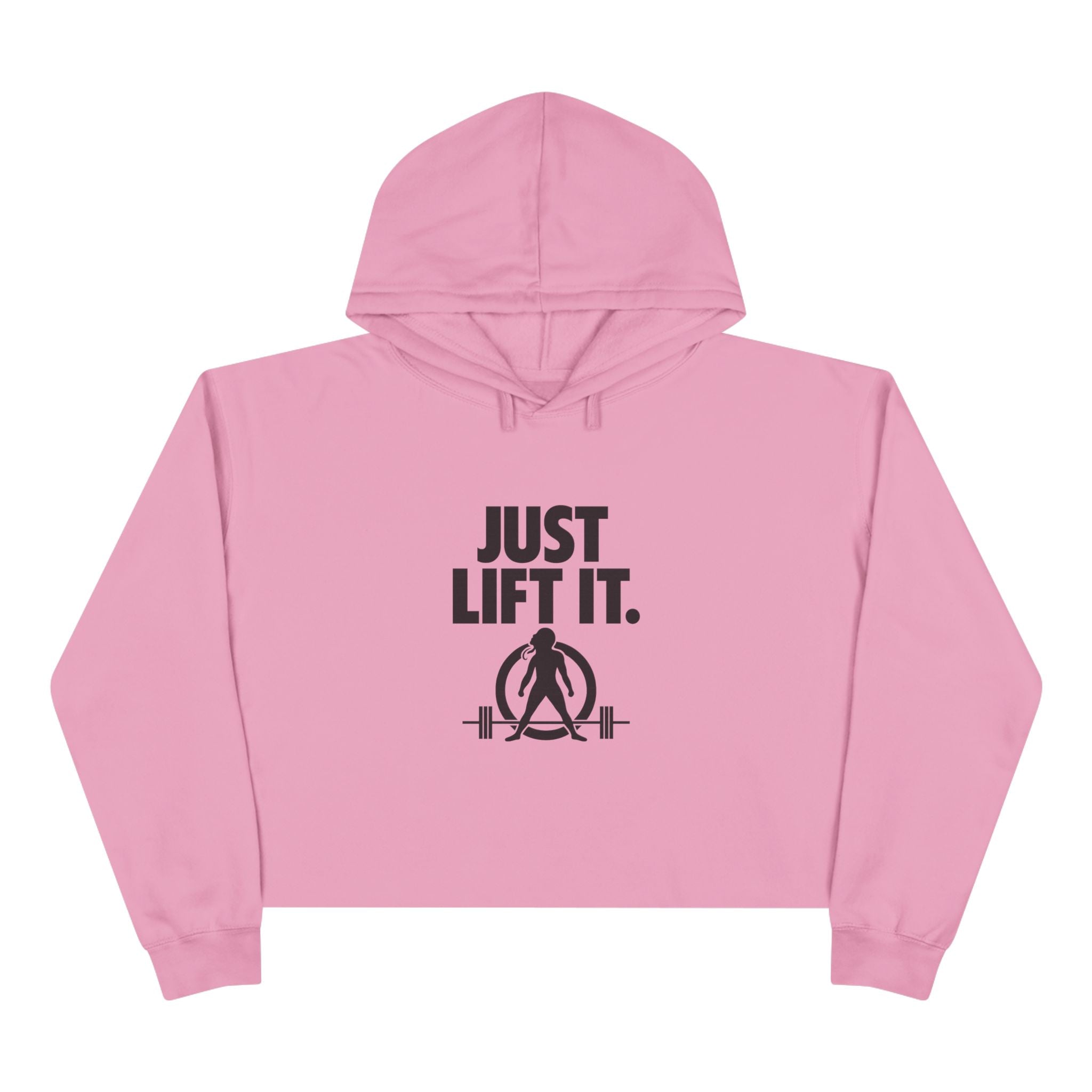 Just Lift It - Empowered Crop Hoodie – Black Logo - Plain Back