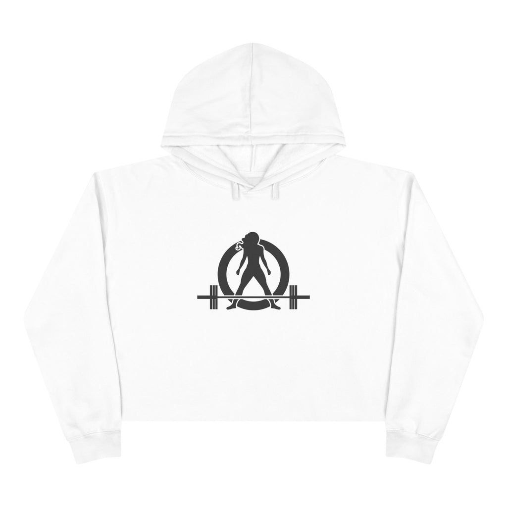 Empowered Crop Hoodie – For Strong Women Who Lift - Black Classic Logo